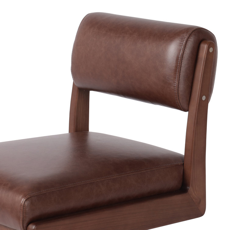 Sonoma Coco Armless Leather Desk Chair with Wooden Frame