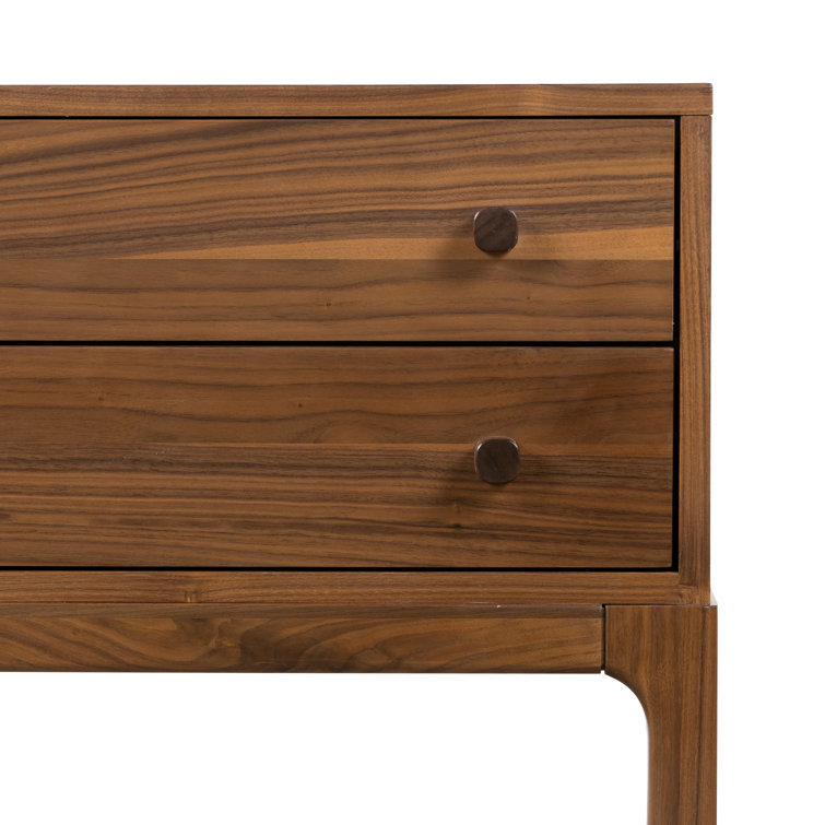Daniella Campaign-Style 2-Drawer Natural Walnut Nightstand