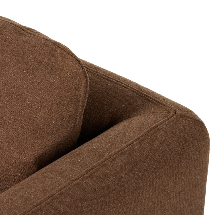 Brown Fabric Three-Piece Sectional Sofa with Ottoman