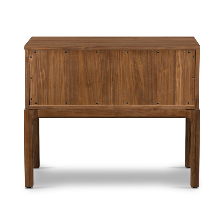 Daniella Campaign-Style 2-Drawer Natural Walnut Nightstand