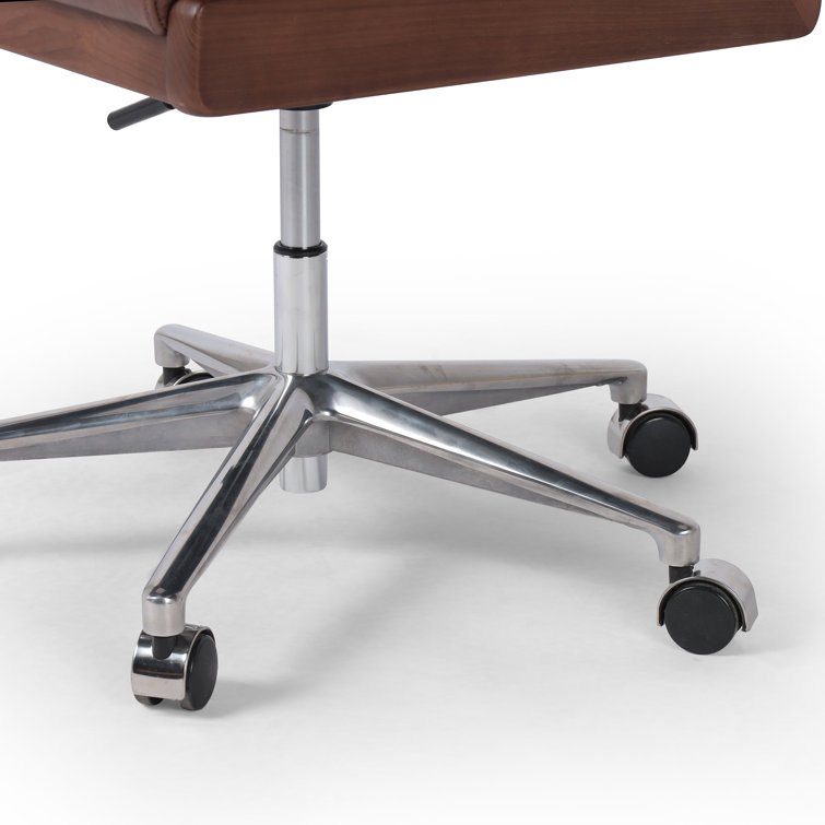 Sonoma Coco Armless Leather Desk Chair with Wooden Frame