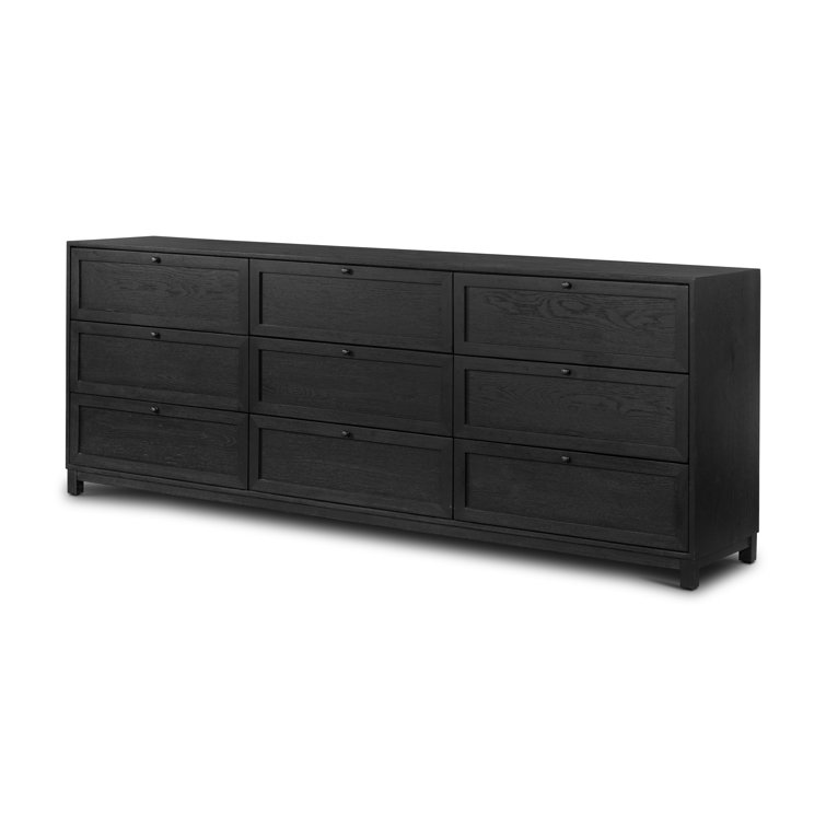 Millie Matte Black Oak 9-Drawer Dresser with Soft Close
