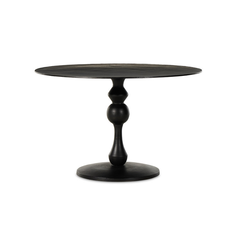 Black Round Pedestal Dining Table for Four