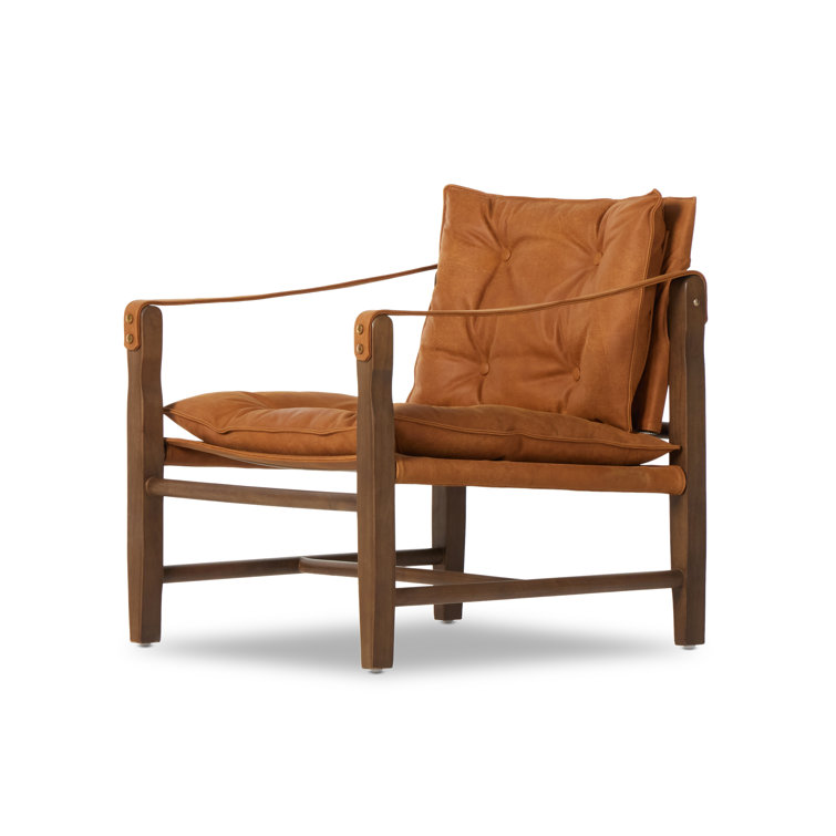 Kennison Cognac Leather Sling Accent Chair