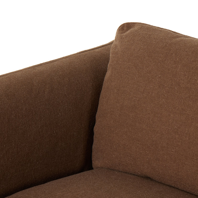 Brown Fabric Three-Piece Sectional Sofa with Ottoman