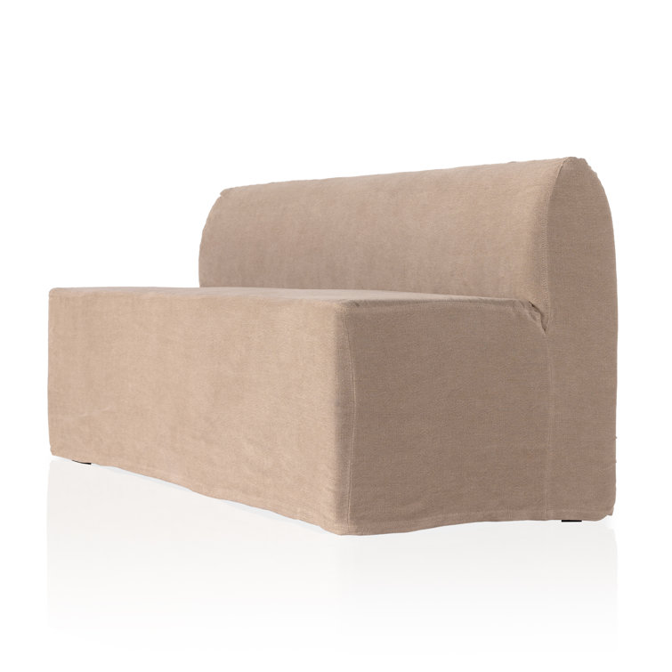 Canvas Linen Upholstered Dining Bench with Slipcover, 82"