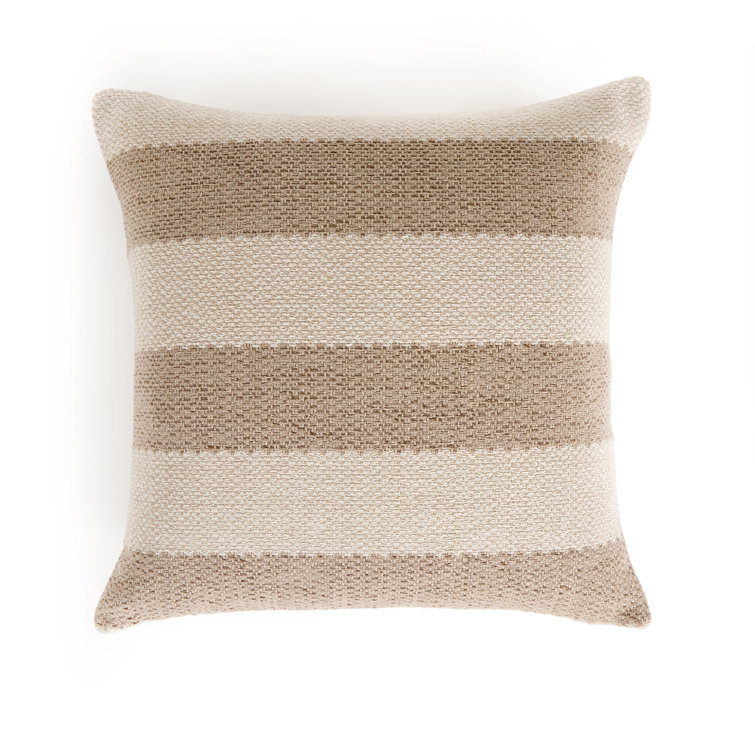 Tarbett Beige and Off-White Striped Square Outdoor Pillow
