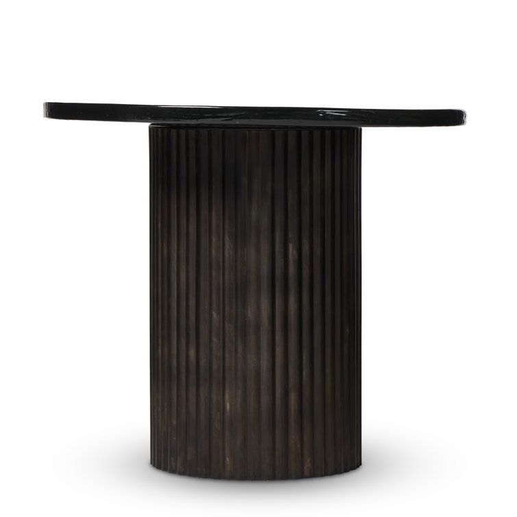 Rustic Brown Round Metal and Glass End Table