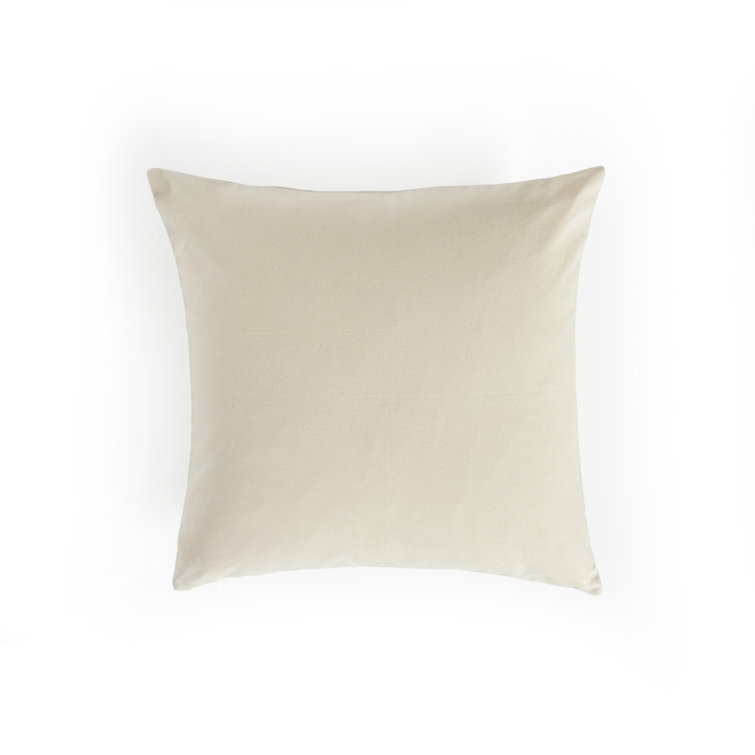 Handwoven Ivory Cotton and Off-White Canvas Checked Pillow
