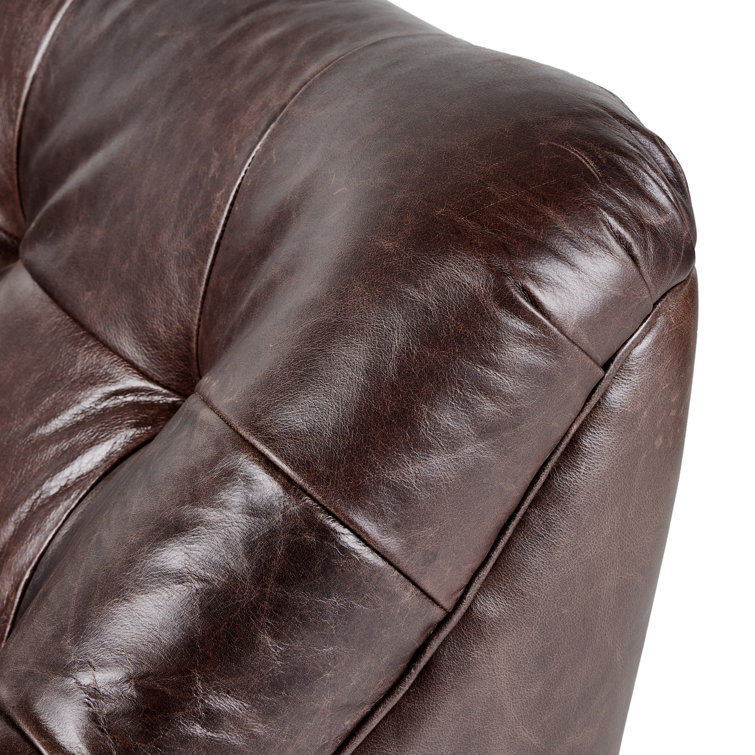 Farley Dark Brown Leather Tufted Armless Sofa