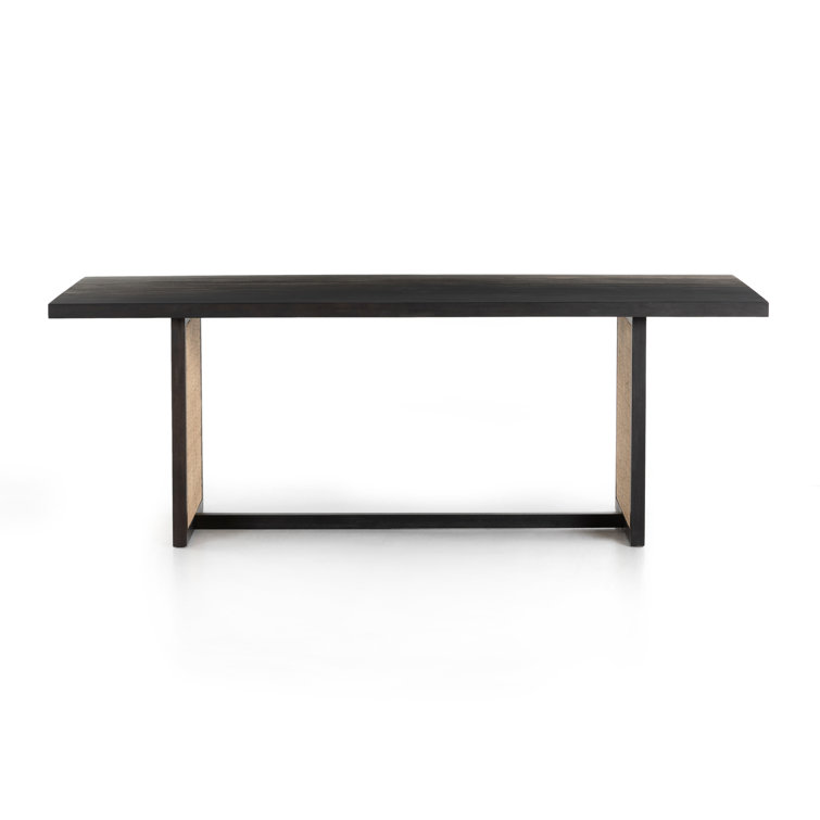 Clarita 84'' Black Mango & Natural Cane Contemporary Dining Table