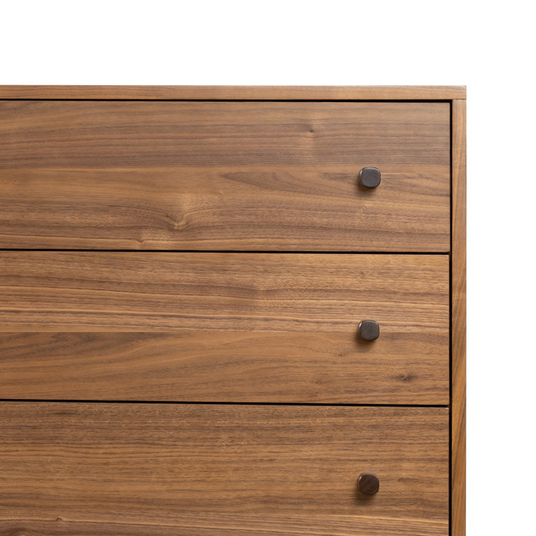 Walnut and Black 6-Drawer Double Dresser