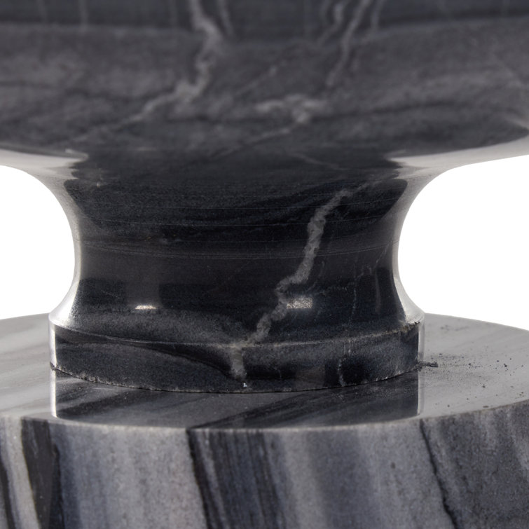 Gray Marble Round Stone Pedestal Side Table