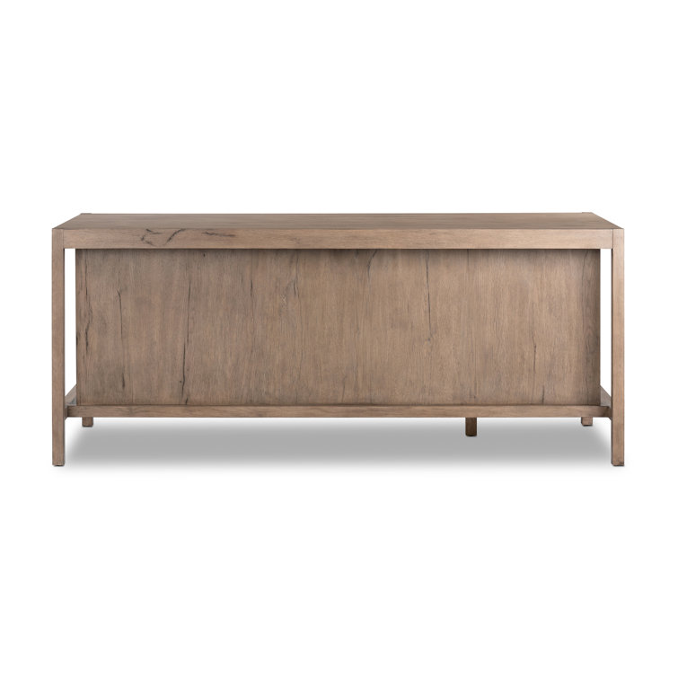 Natural Beige Wood Executive Desk with Drawers and Filing Cabinet