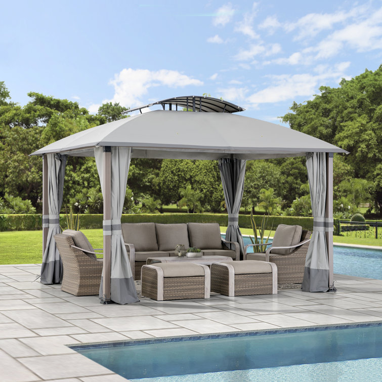 Fremont 11x13 Gray Soft Top Gazebo with Galvanized Steel Frame