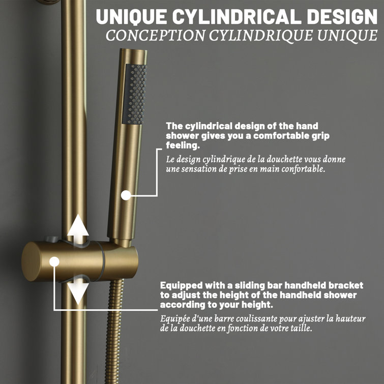 Brushed Gold Dual Rain and Handheld Shower System