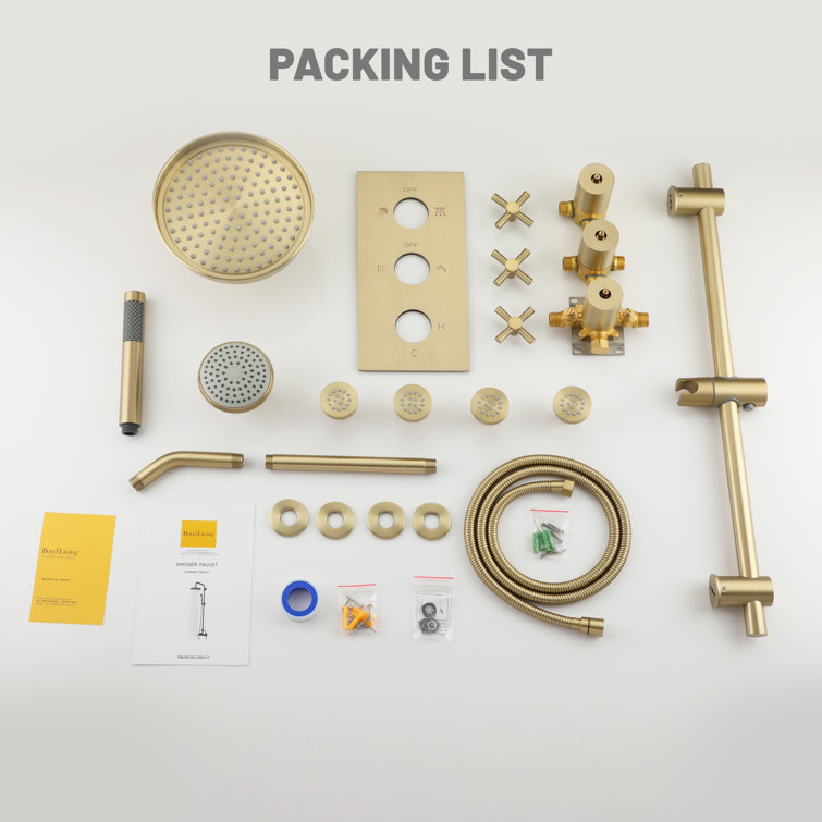 Brushed Gold Dual Rain and Handheld Shower System