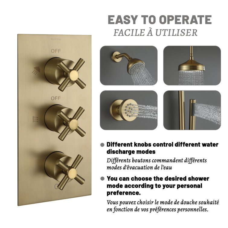 Brushed Gold Dual Rain and Handheld Shower System