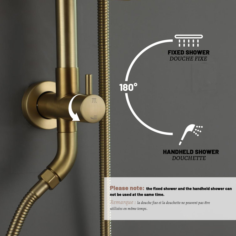 Brushed Gold Dual Rain and Handheld Shower System