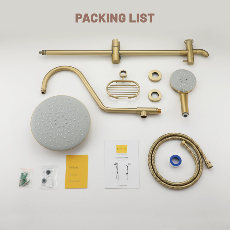 Brushed Gold Dual Rain and Handheld Shower System