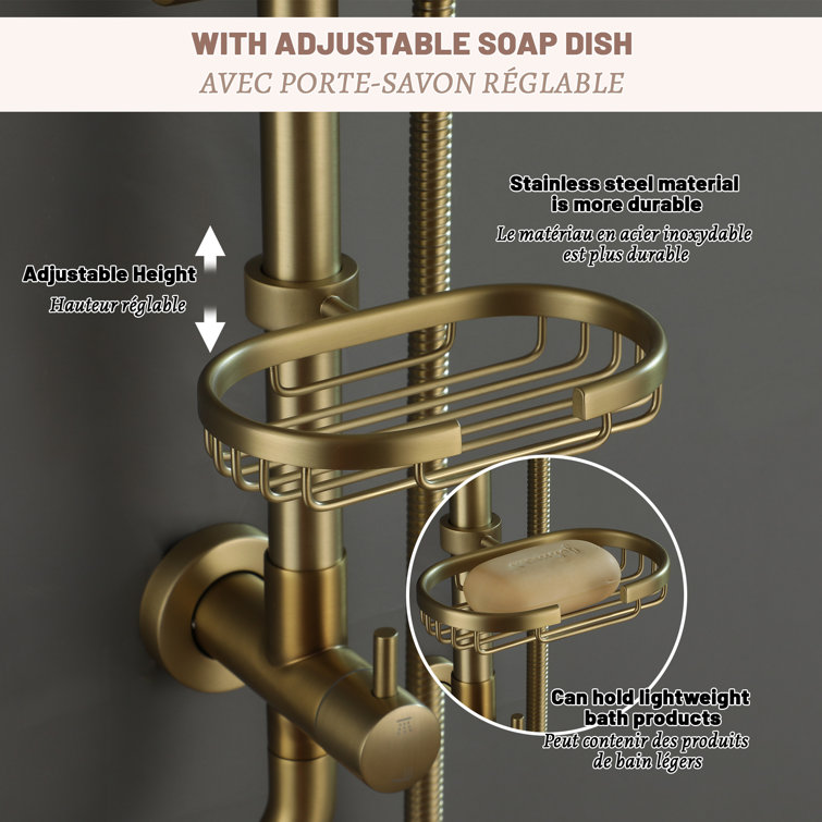 Brushed Gold Dual Rain and Handheld Shower System
