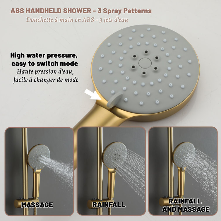 Brushed Gold Dual Rain and Handheld Shower System