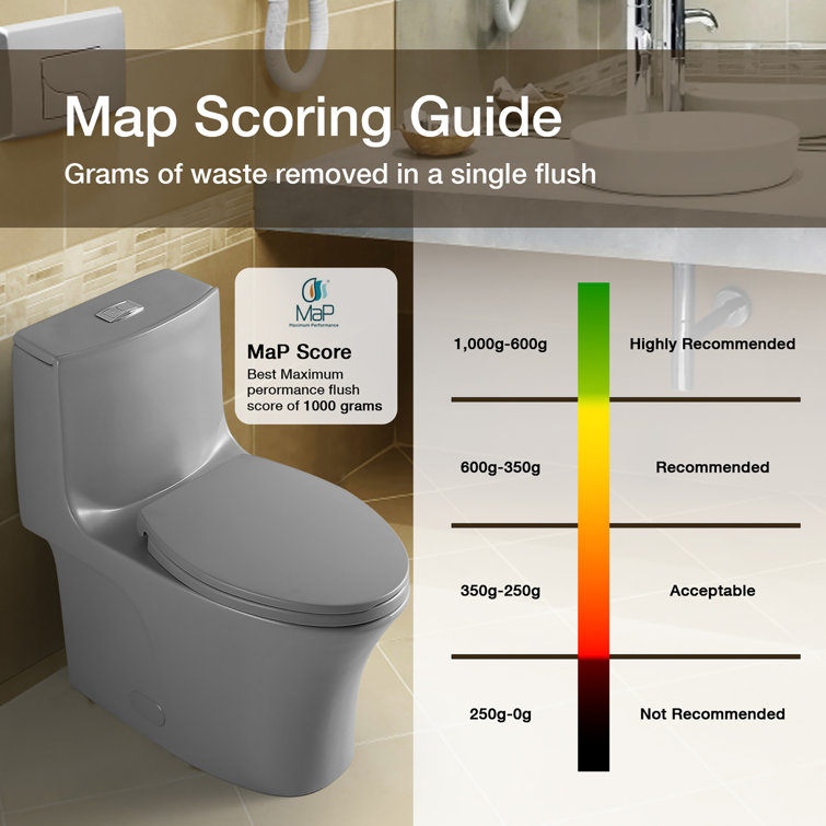 Light Gray Elongated Dual Flush One-Piece Toilet with Soft Closing Seat