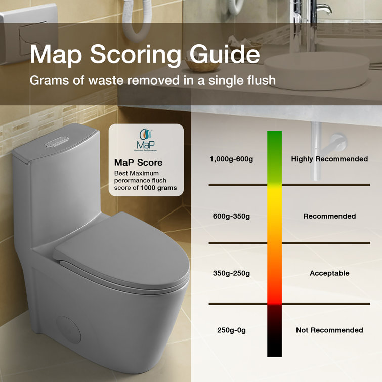 Light Gray Ceramic Dual-Flush Elongated One-Piece Toilet