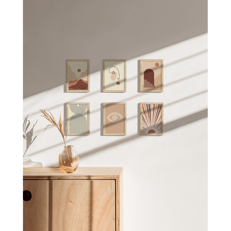 Beige Solid Oak 4x6 Picture Frame Set of 6