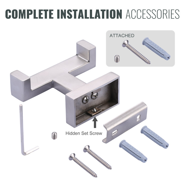 Brushed Nickel Square Stainless Steel Wall Mounted Towel Hook