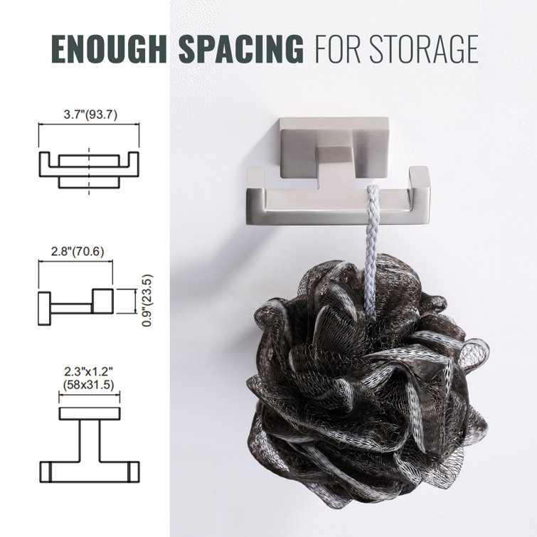Brushed Nickel Square Stainless Steel Wall Mounted Towel Hook