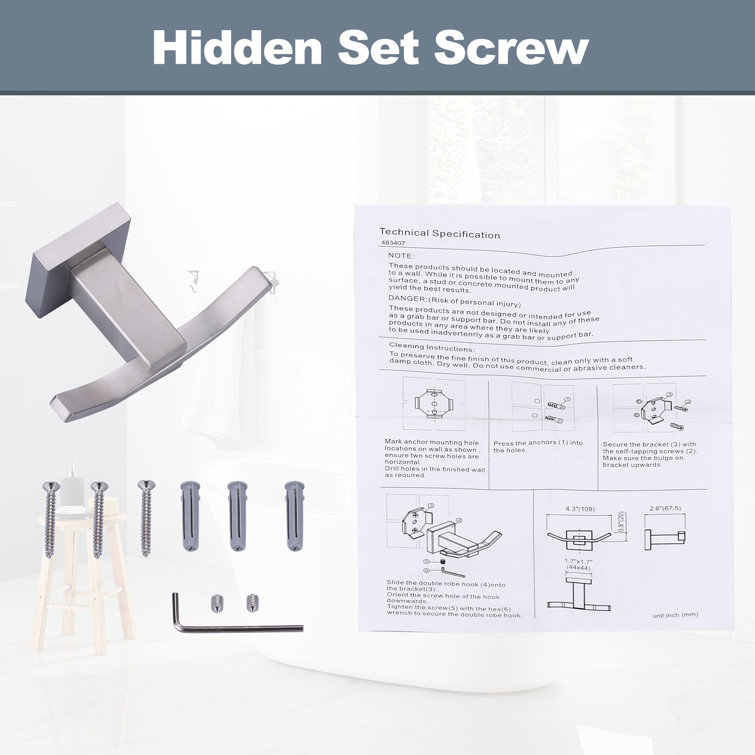 Brushed Nickel Wall Mounted Double Towel Hook