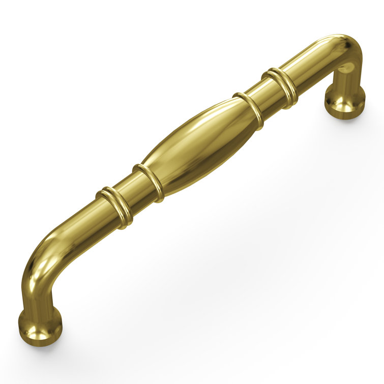 Polished Brass 3-3/4 Inch Solid Core Cabinet Handles, 10-Pack