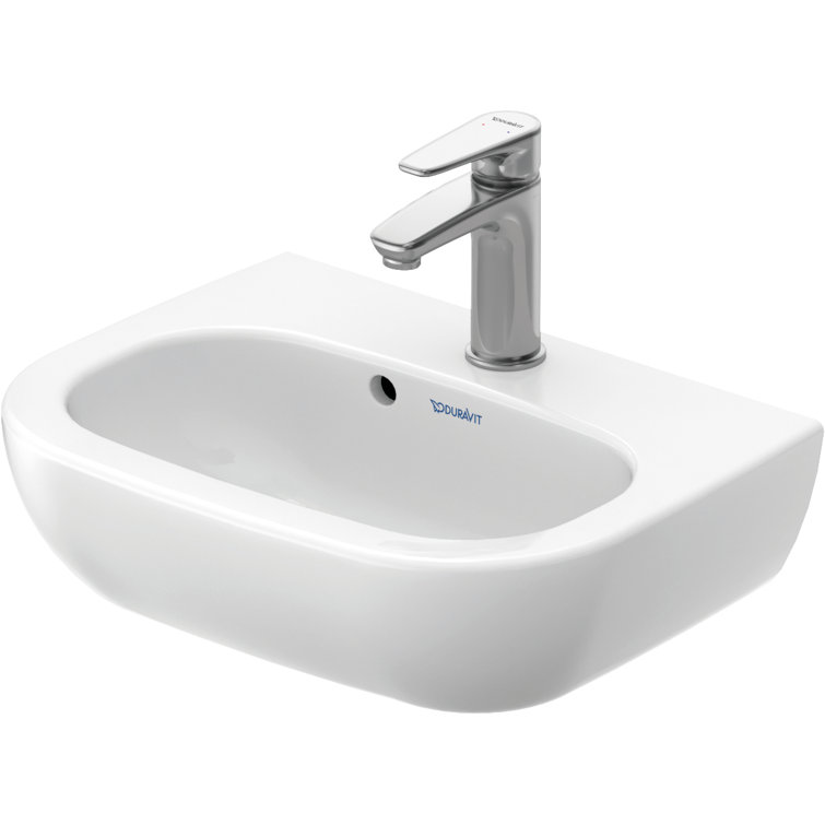 White Ceramic Wall-Mount Bathroom Sink with Overflow