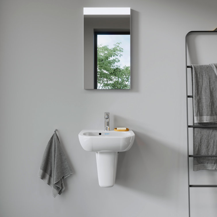 White Ceramic Wall-Mount Bathroom Sink with Overflow