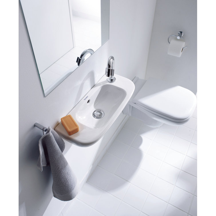 Durastyle Alpin White Ceramic Wall-Mount Bathroom Sink with Right Tap Hole