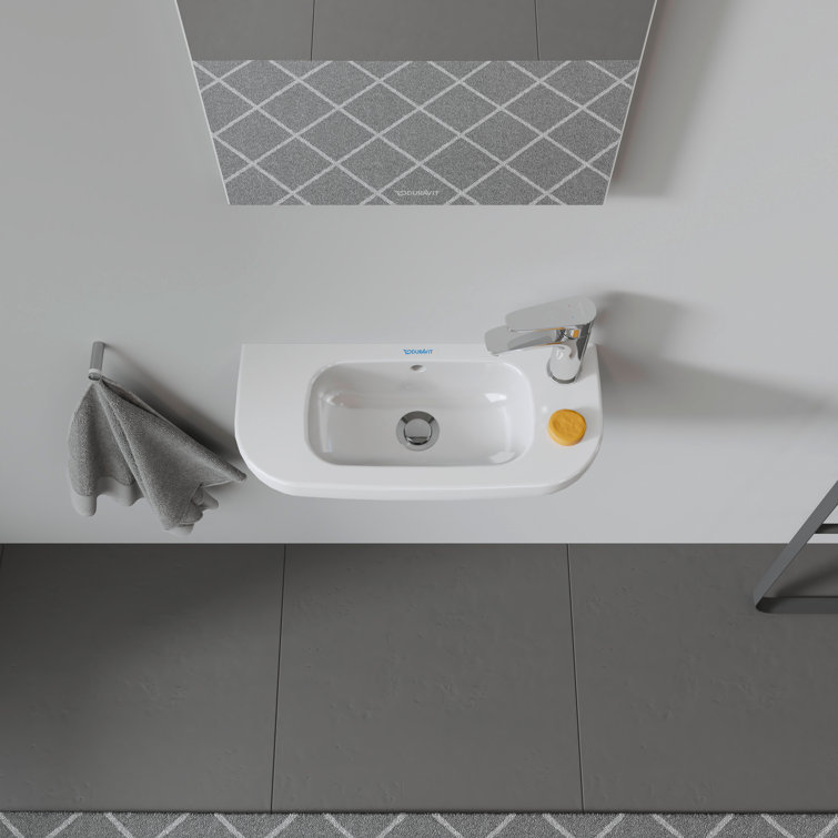 Durastyle Alpin White Ceramic Wall-Mount Bathroom Sink with Right Tap Hole