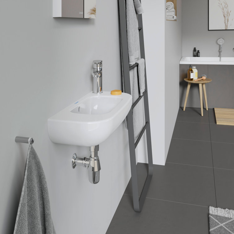 Durastyle Alpin White Ceramic Wall-Mount Bathroom Sink with Right Tap Hole
