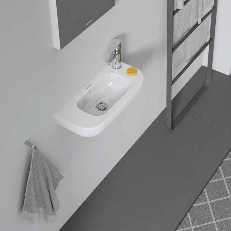 Durastyle Alpin White Ceramic Wall-Mount Bathroom Sink with Right Tap Hole
