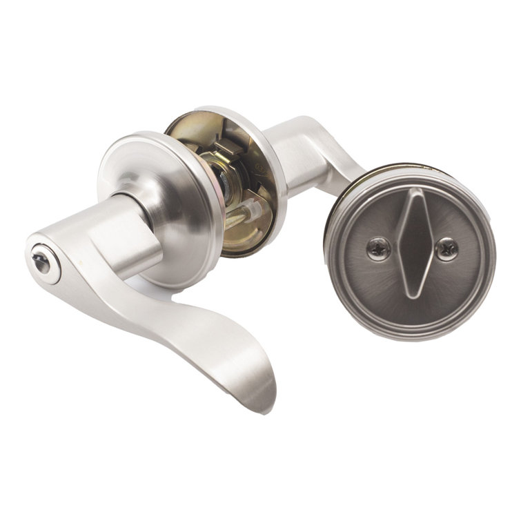 Satin Nickel Curved Lever Entry Set with Deadbolt
