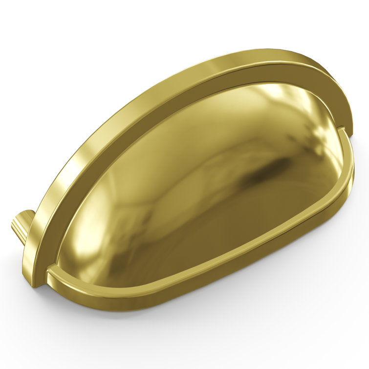 Polished Brass Cup Pulls with Mounting Hardware, 10-Pack