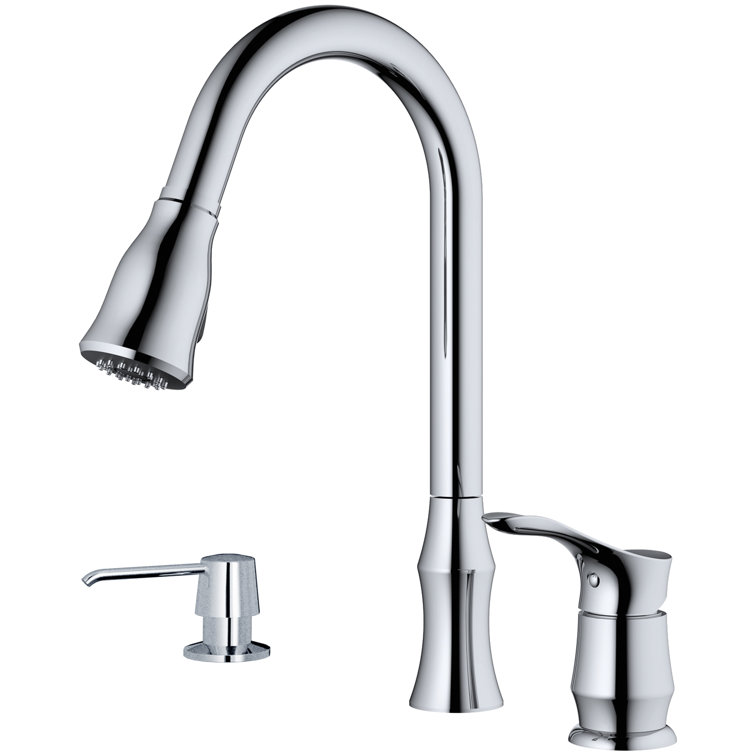Chrome Single-Handle Kitchen Faucet with Pull-Out Spray