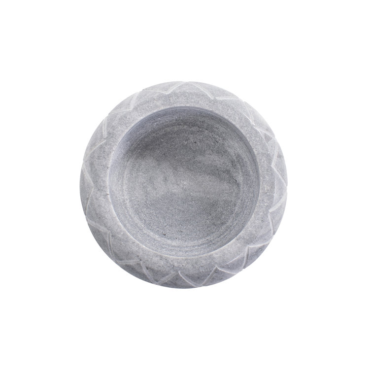 Handcrafted Grey Marble Round Decorative Bowl