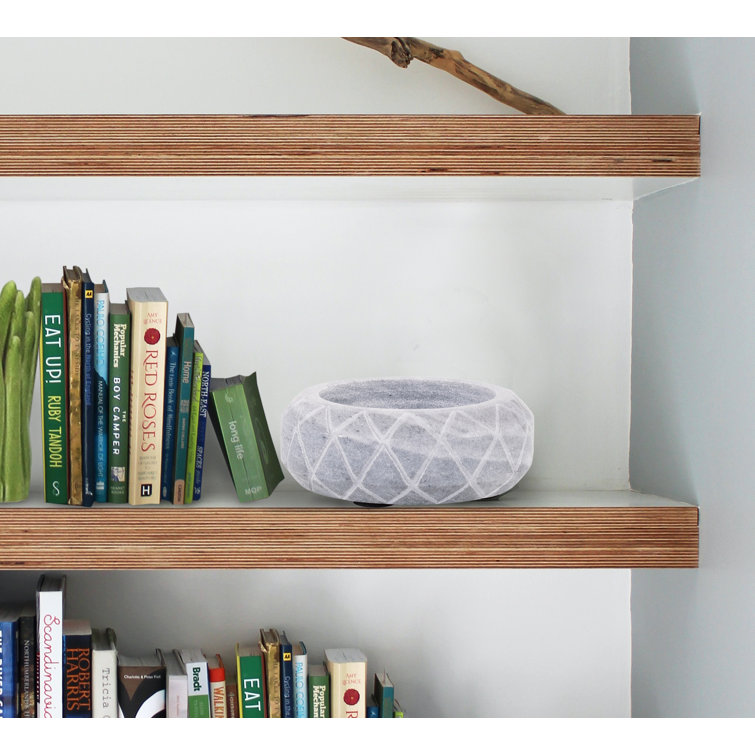 Handcrafted Grey Marble Round Decorative Bowl