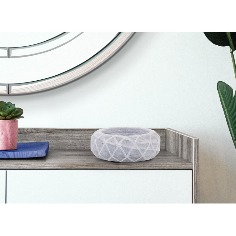 Handcrafted Grey Marble Round Decorative Bowl