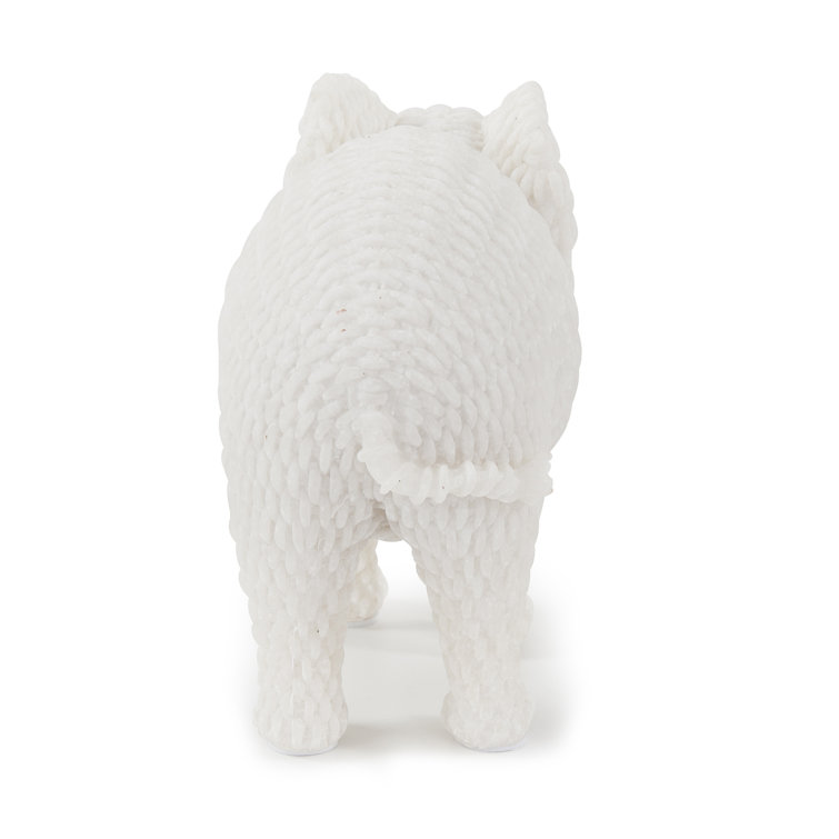 Handmade White Resin Elephant Figurine with Textured Pattern