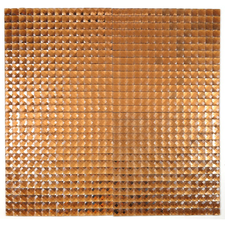 Artistic Amber Iridescent Glass Mosaic 12x12 Wall Tile