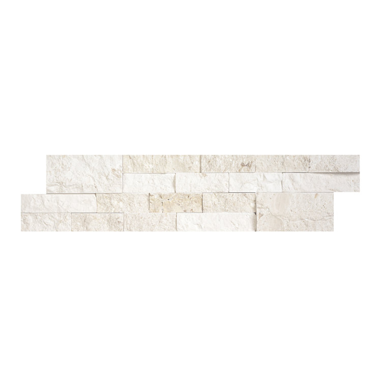 6'' x 24'' Creamy White Limestone Stacked Stone Wall Tile