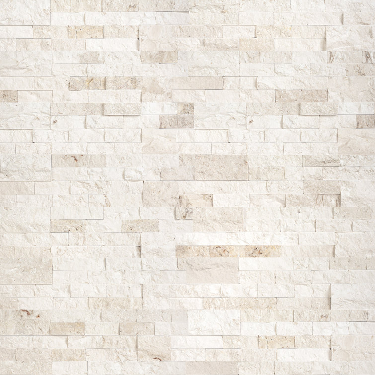 6'' x 24'' Creamy White Limestone Stacked Stone Wall Tile