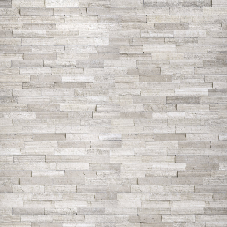 6'' x 24'' Creamy White Limestone Stacked Stone Wall Tile